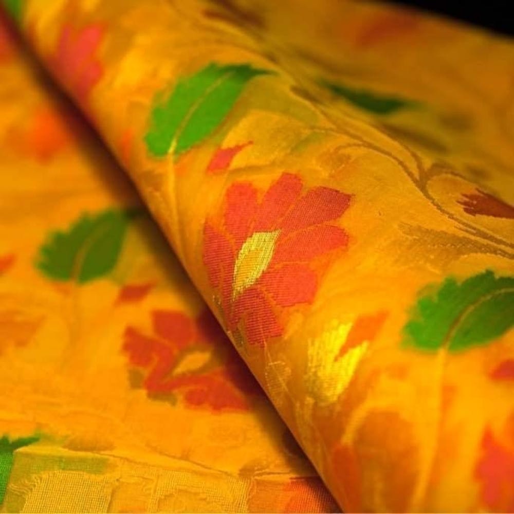 Green,Orange,Leaf,Yellow,Textile,Close-up,Gift wrapping,Paper