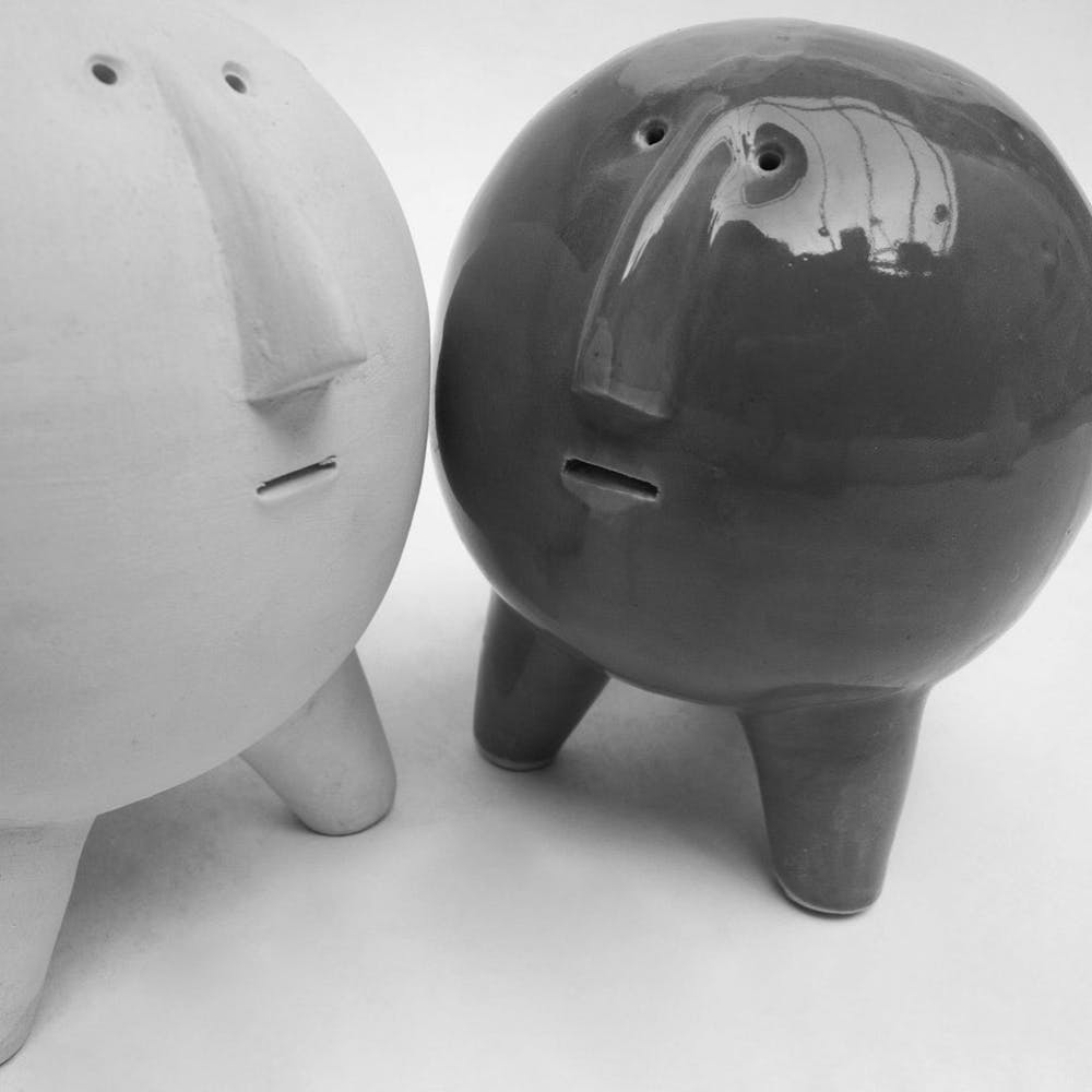 Black-and-white,Style,Ceramic,Piggy bank