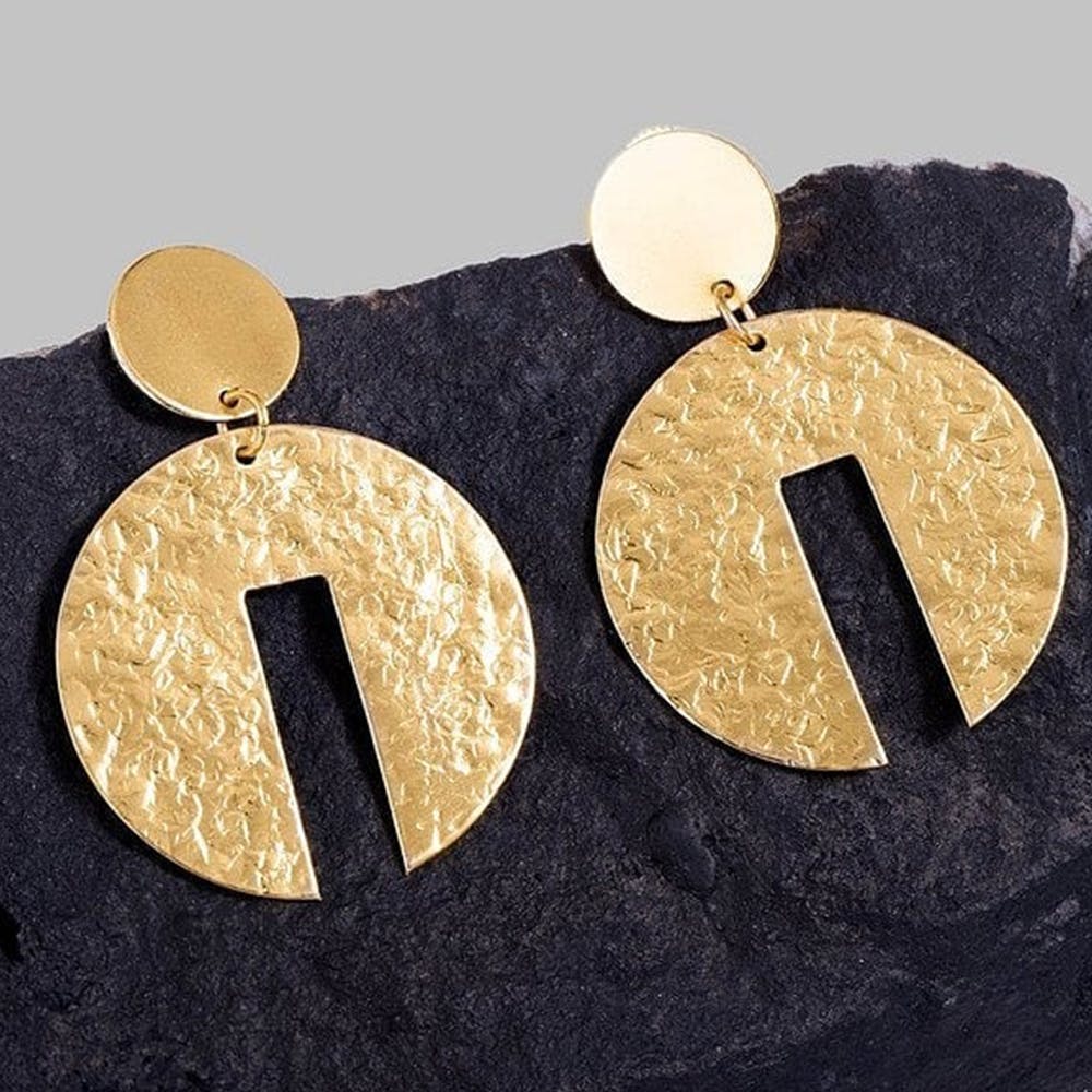 Earrings,Black,Fashion accessory,Jewellery,Circle,Yellow,Font,Metal,Design,Gold