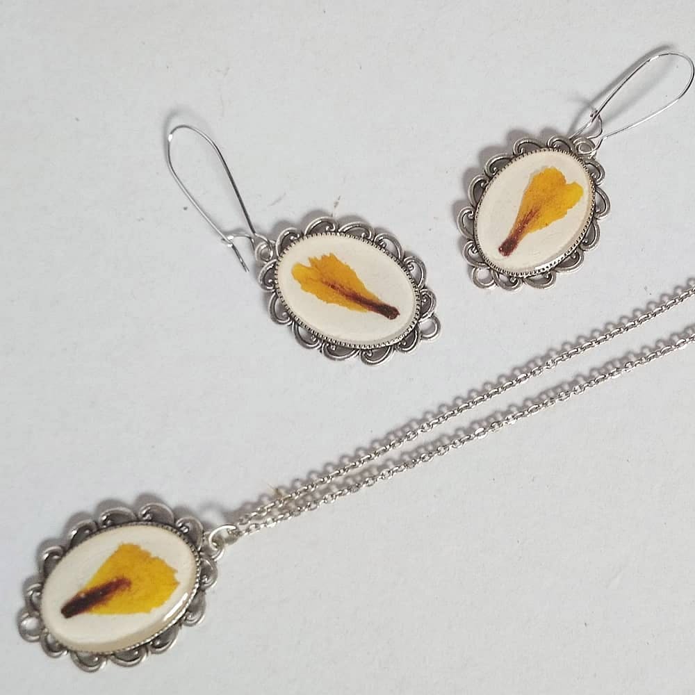 Fried egg,Jewellery,Yellow,Fashion accessory,Food,Body jewelry,Silver,Amber,Dish,Metal