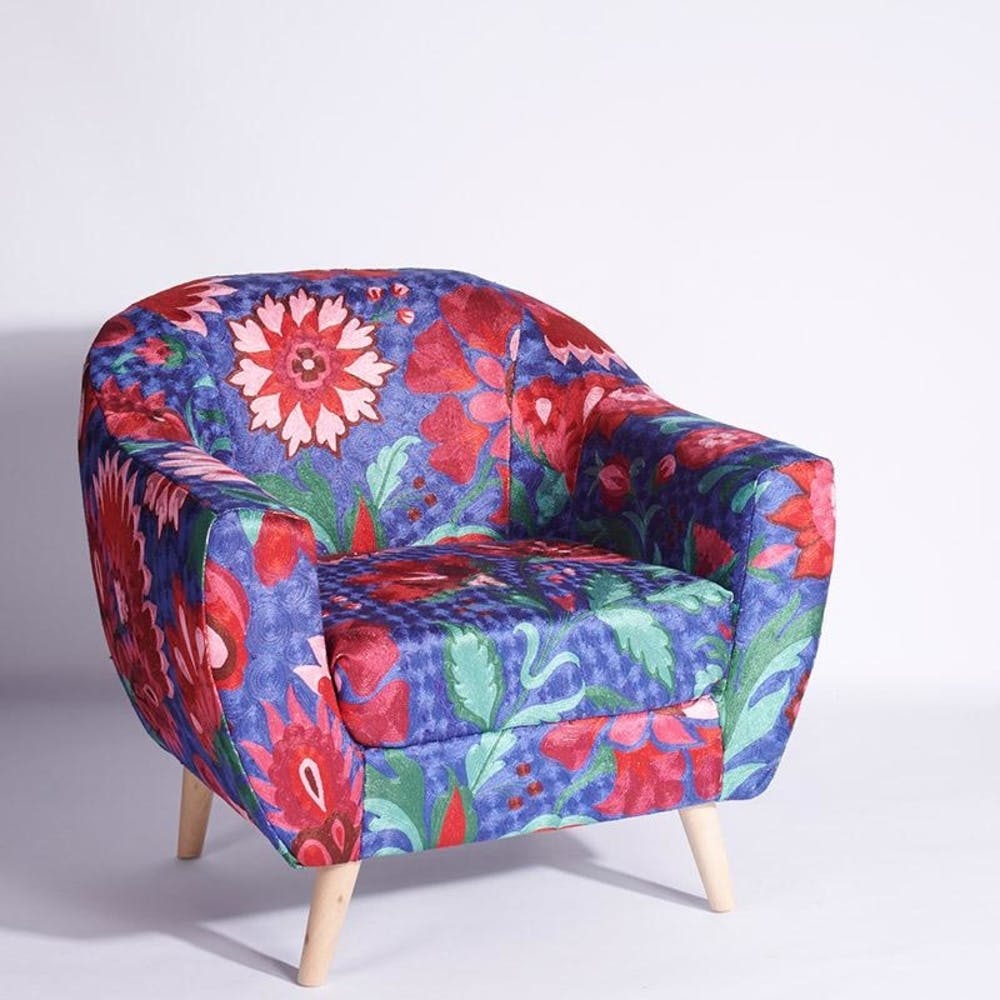 Furniture,Chair,Club chair,Patchwork,Textile,Plant,Art