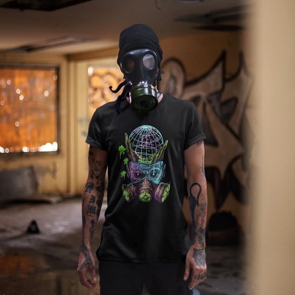 Clothing,Mask,Personal protective equipment,Gas mask,T-shirt,Costume,Headgear,Cool,Outerwear,Neck