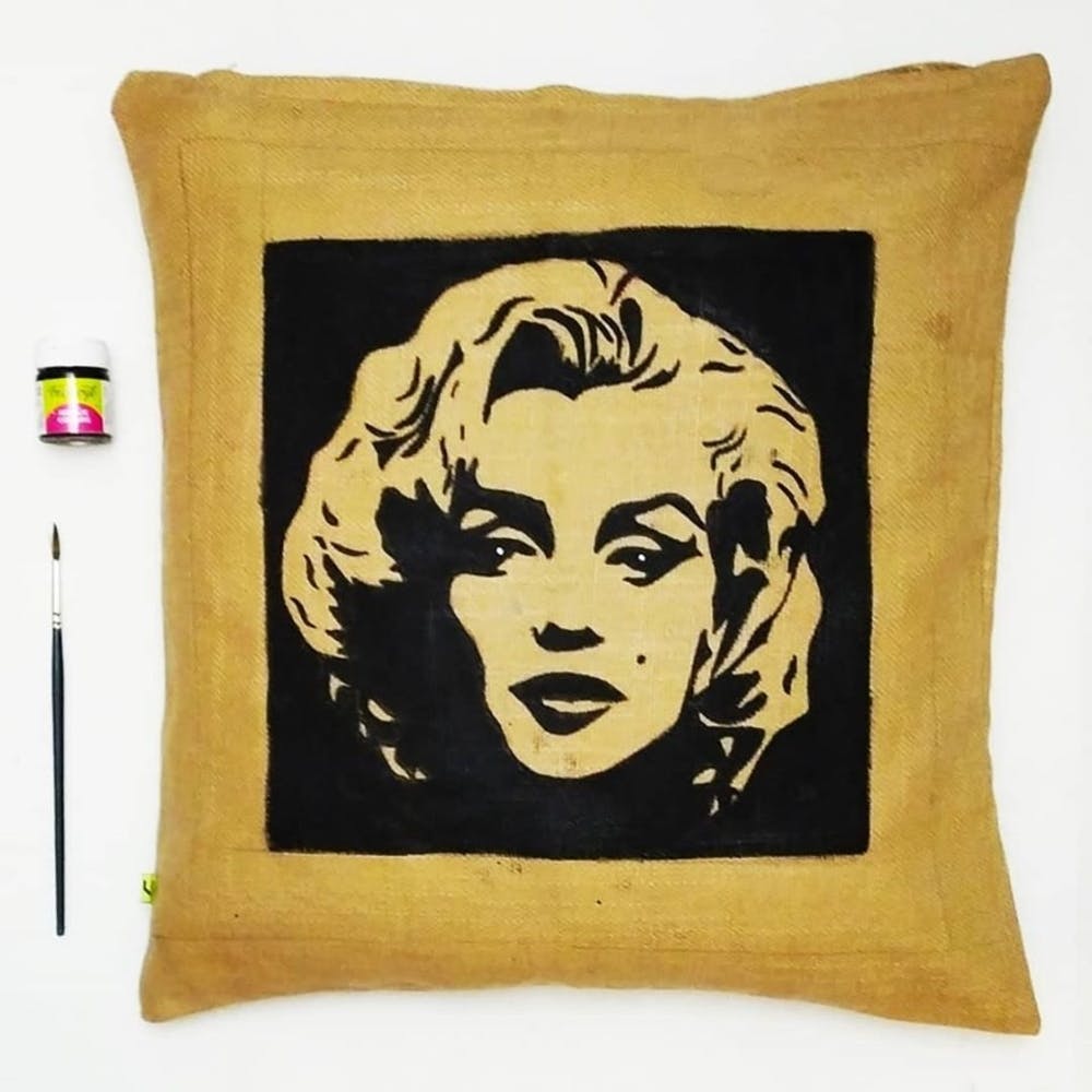 Cushion,Yellow,Pillow,Throw pillow,Furniture,Textile,Rectangle,Art,Illustration,Linens