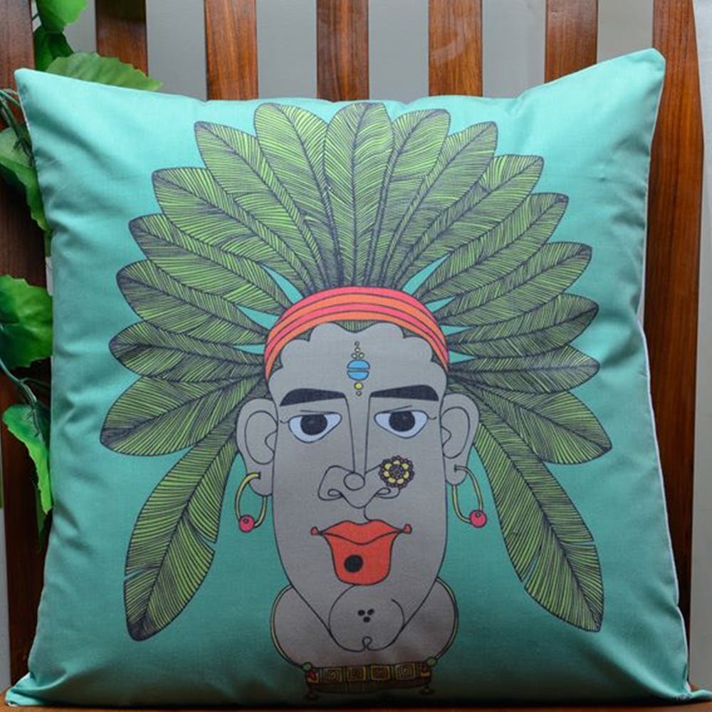 Cushion,Green,Pillow,Throw pillow,Turquoise,Textile,Furniture,Leaf,Illustration,Art