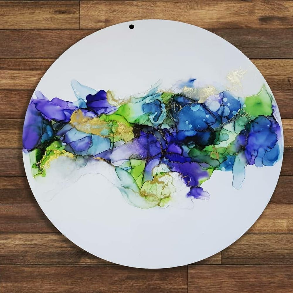 Blue,Flower,Purple,Violet,Cobalt blue,Plant,Watercolor paint,Plate,Leaf,Petal
