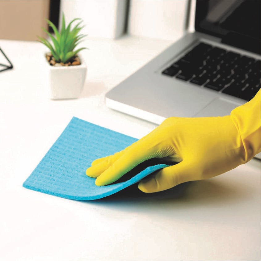 Yellow,Glove,Computer keyboard,Turquoise,Hand,Finger,Technology,Wrist,Furniture,Table