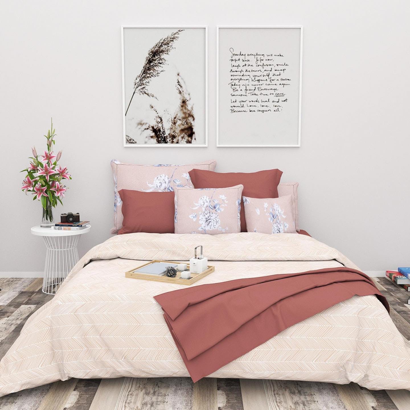 Bedroom,Bed,Bedding,Bed sheet,Furniture,Room,Bed frame,Duvet cover,Pink,Textile