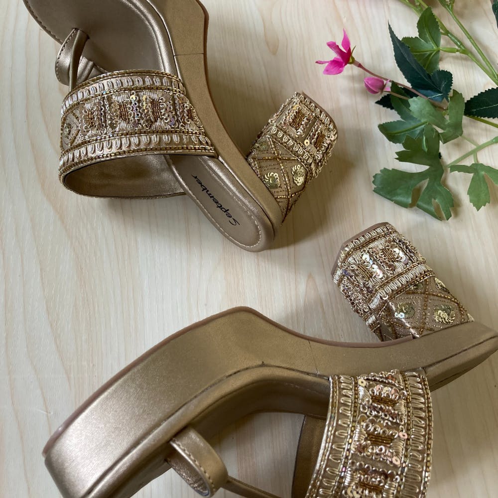 Bridal heels for wedding, Embroidered Heels for women, Indian Ethnic  Footwears | eBay