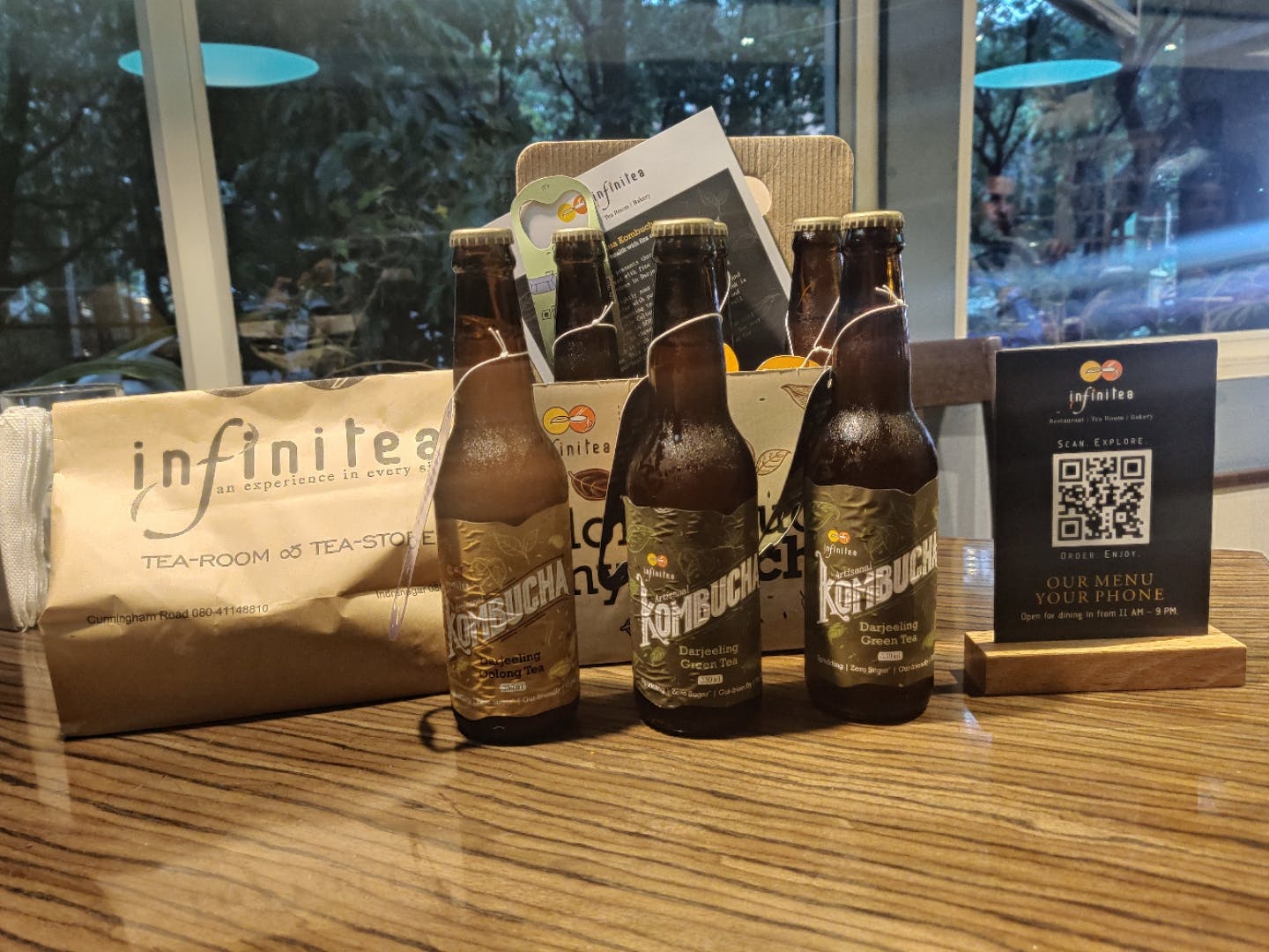If you love kombucha - here's good news for you ! 
The famous tea room in Bangalore - Infinitea has introduced 3 flavours of Kombucha - Darjeeling Oolong tea, Darjeeling Black Tea and Darjeeling Green tea. A bottle of 330 ml is priced at INR 250.