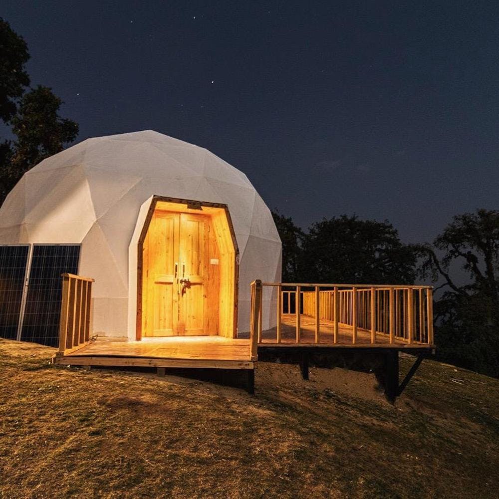 Night,House,Light,Home,Yurt,Dome,Building,Architecture,Sky,Tree