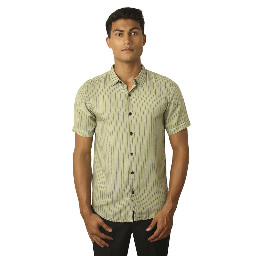 Get Braod Grey Striped Half Sleeves Shirt at ₹ 1350