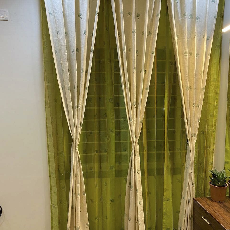 Curtain,Green,Textile,Window treatment,Interior design,Interior design,Window covering,Window,Plant