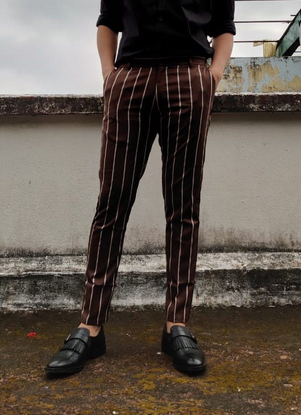 Brown Striped Trouser