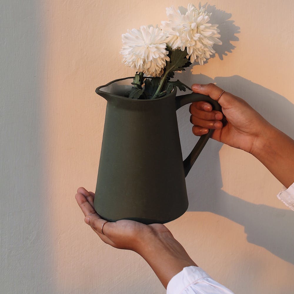 Flowerpot,Vase,Houseplant,Flower,Plant,Hand,Artifact,Lampshade,Interior design,Floral design