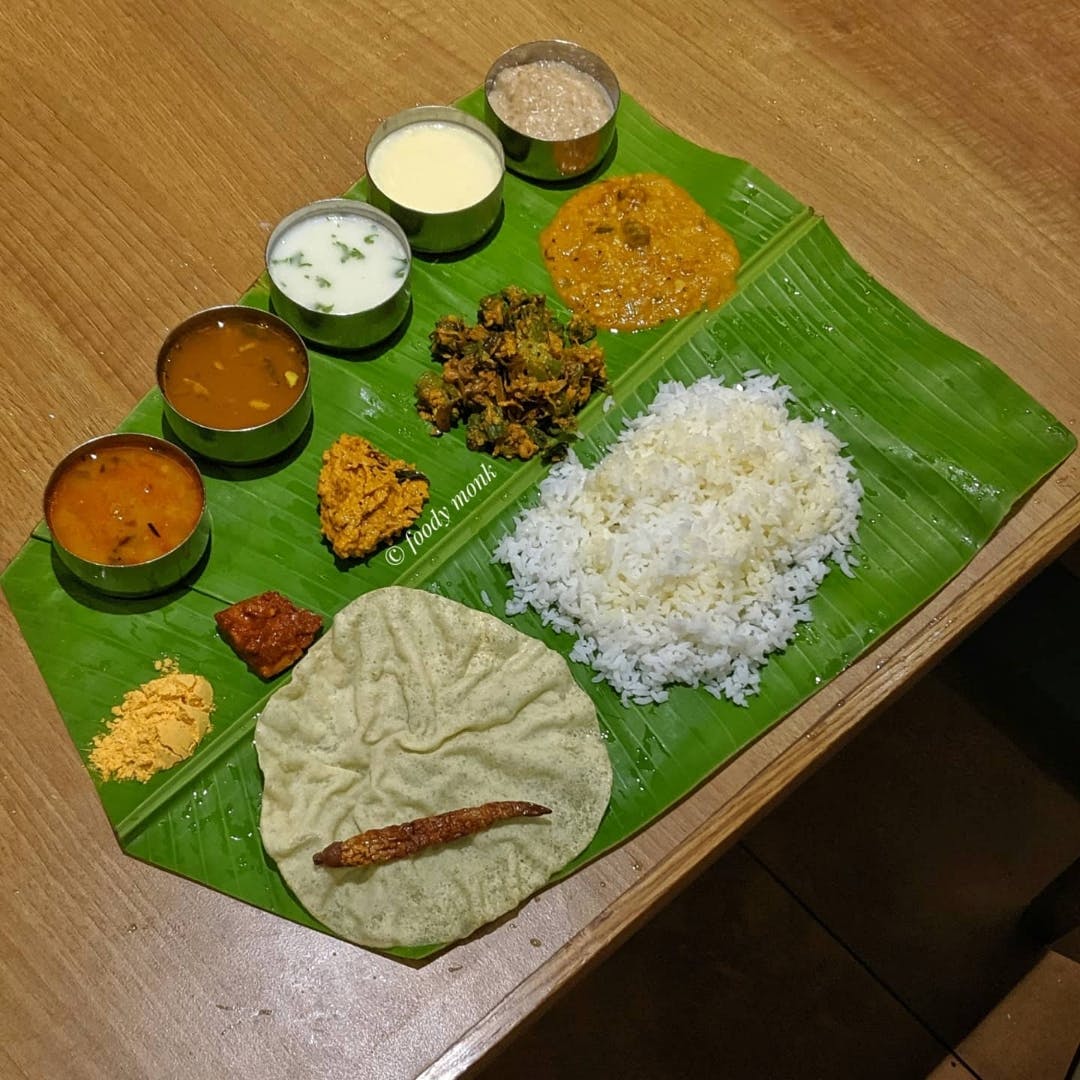 Banana leaf rice,Cuisine,Dish,Meal,Sadya,Dishware,Serveware,Ingredient,Rice,Tamil food