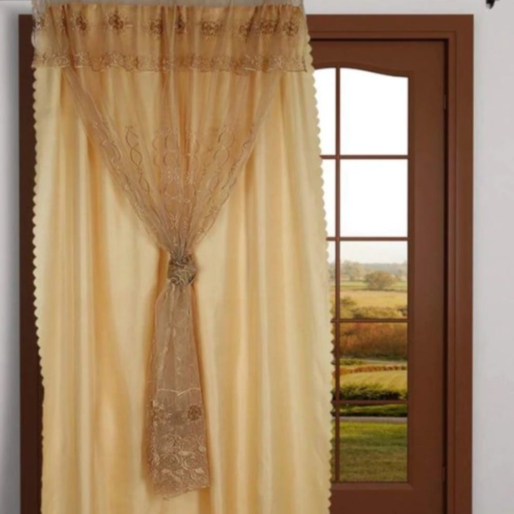 Brown,Interior design,Textile,Window treatment,Peach,Fixture,Tints and shades,Interior design,Beige,Window covering