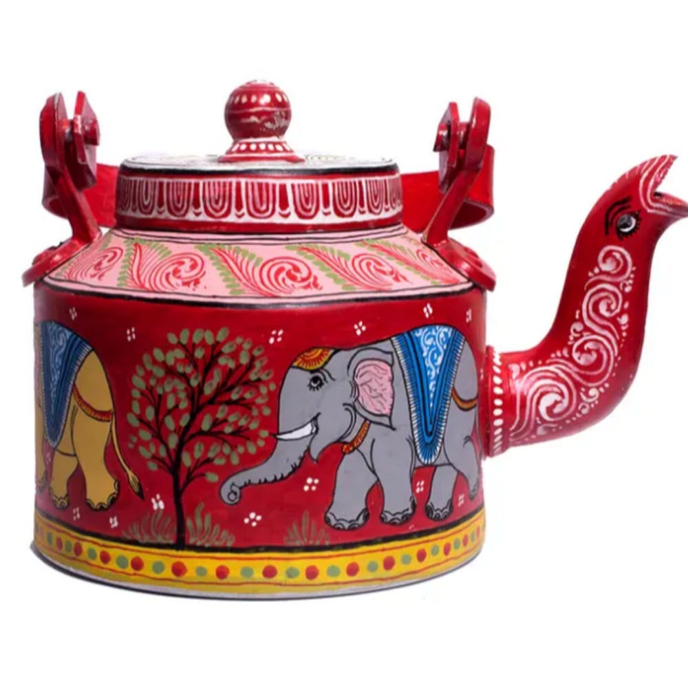 Red Pattachitra Elephant Kettle