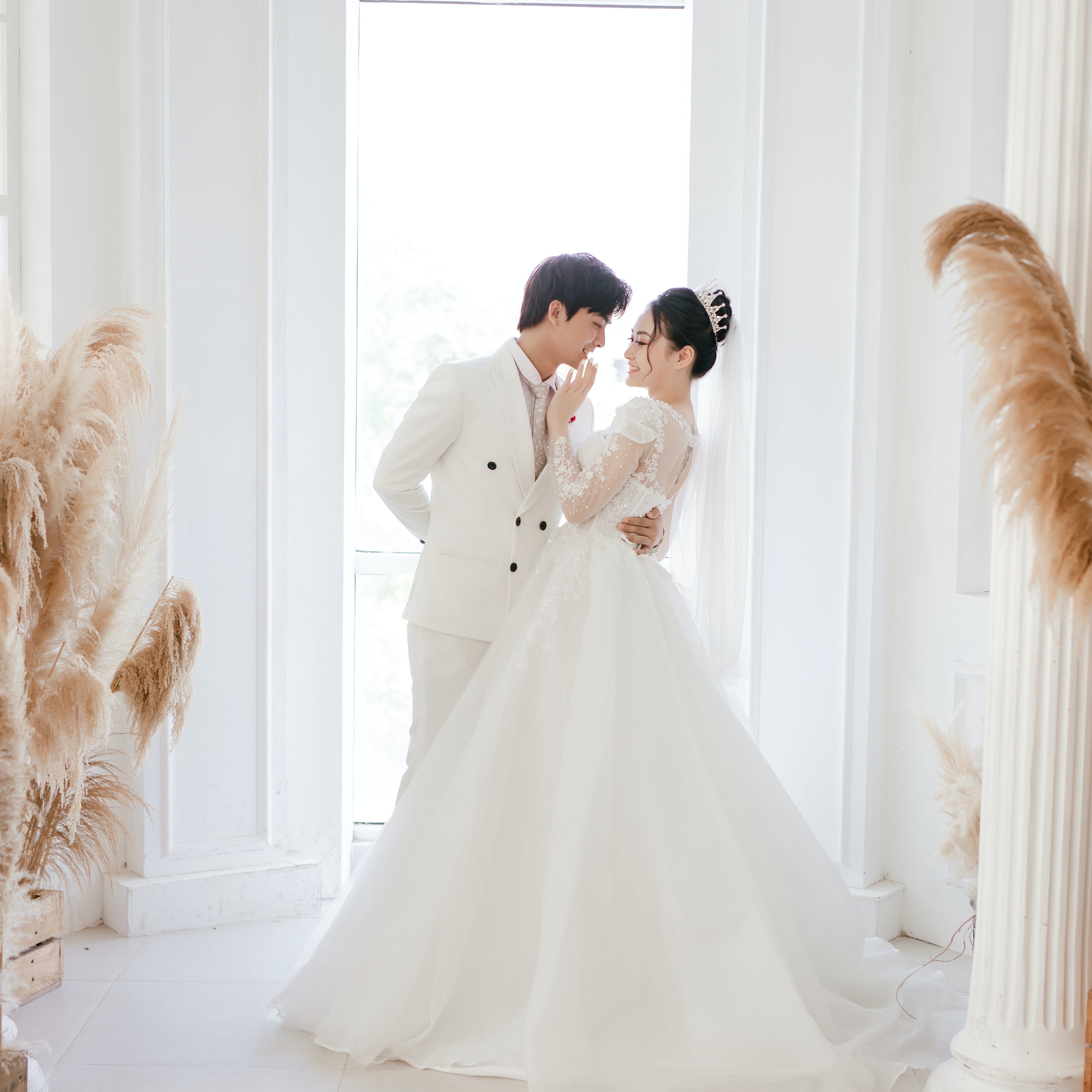 White Lacey Christian Wedding Gown by HER CLOSET for rent online | FLYROBE-megaelearning.vn