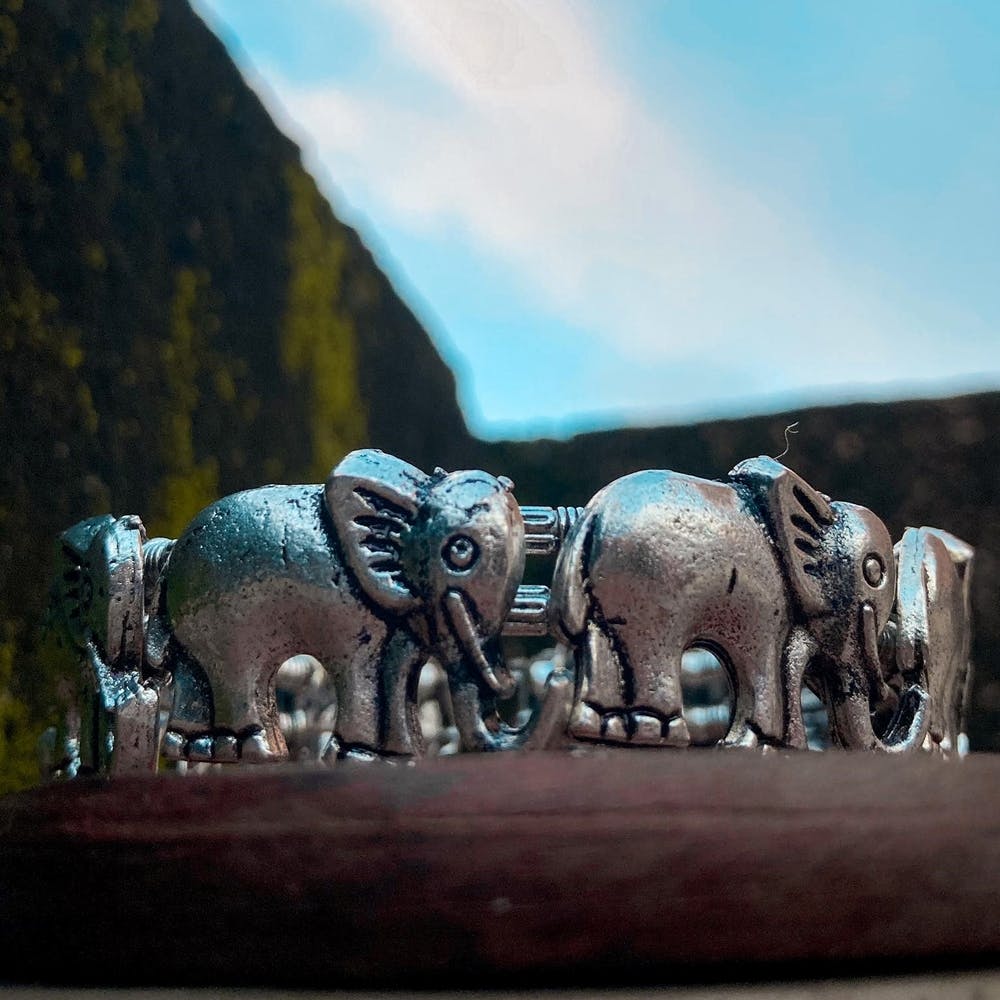 Cloud,Elephant,Sky,Working animal,Sculpture,Wood,Terrestrial animal,Elephants and Mammoths,Art,Statue
