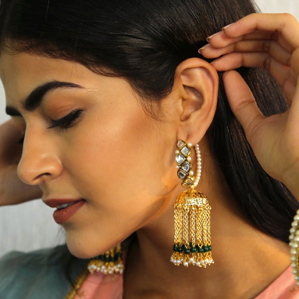 Stone Embellished Jhoomar Earrings