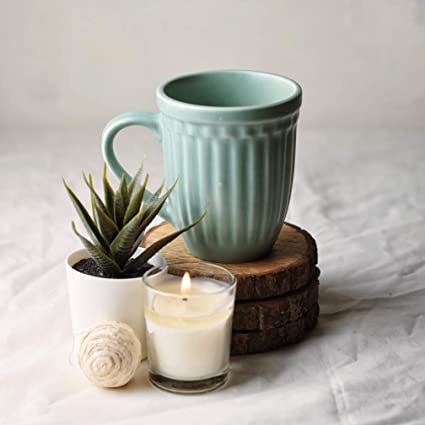 Vintage Look Mint Green Grooved Ceramic Mug