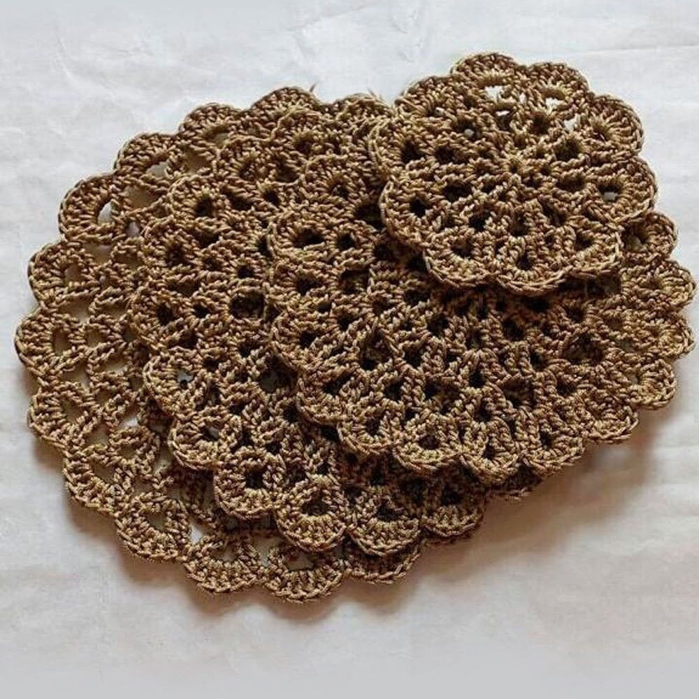 4 Piece Handmade Crochet Table Mats