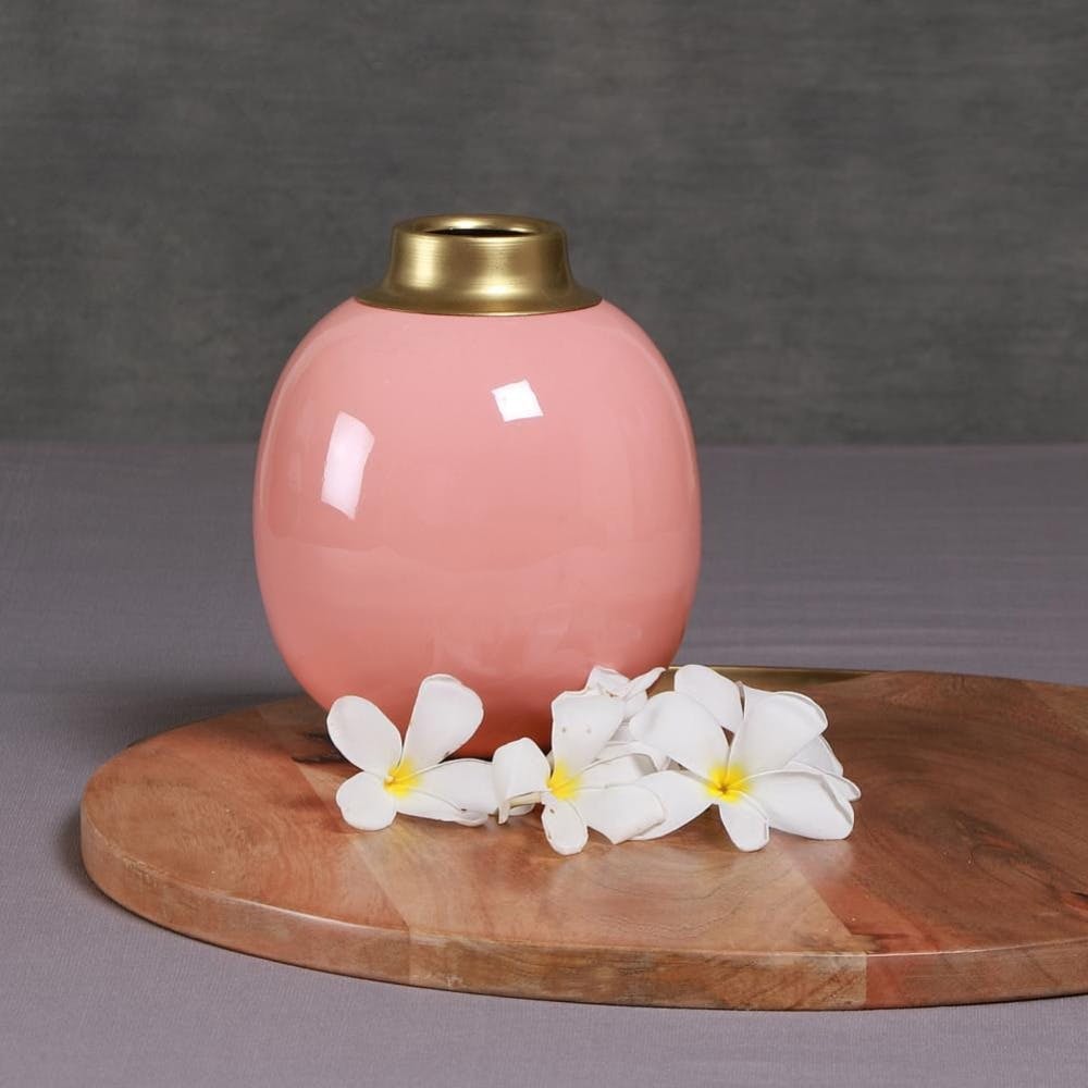 Pink Round Metal Vase (6 inches)