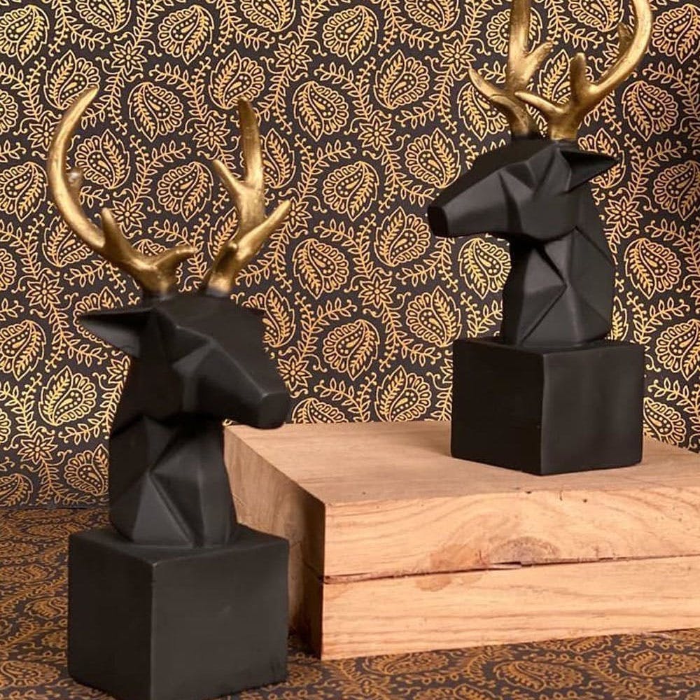 Geometric Structured Deer Showpiece (Set of 2)