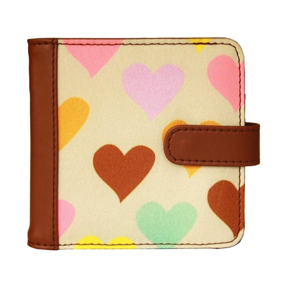 Heart Printed Button Flap Closure Wallet