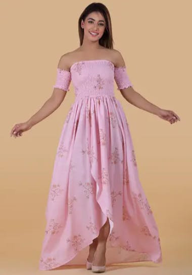 Rosewood Pink Smock Dress By Pasha India