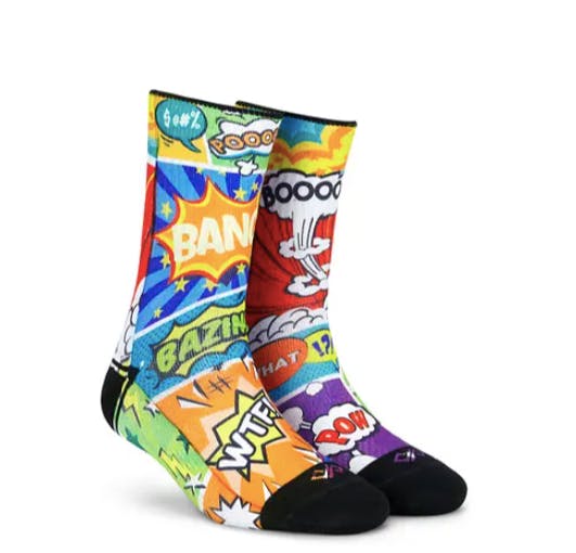 Unisex Comic Graphic Woven Multicoloured Crew Socks