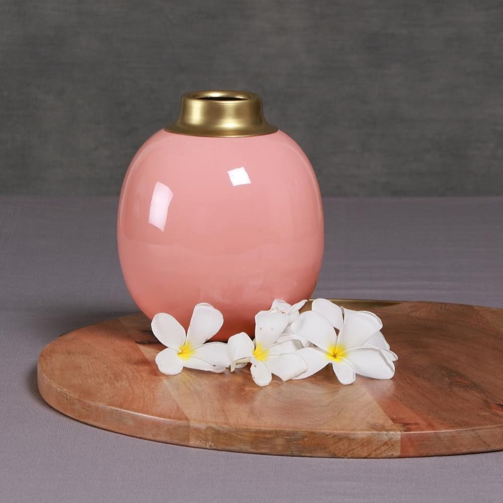 Pink Round Metal Vase (6 inches)