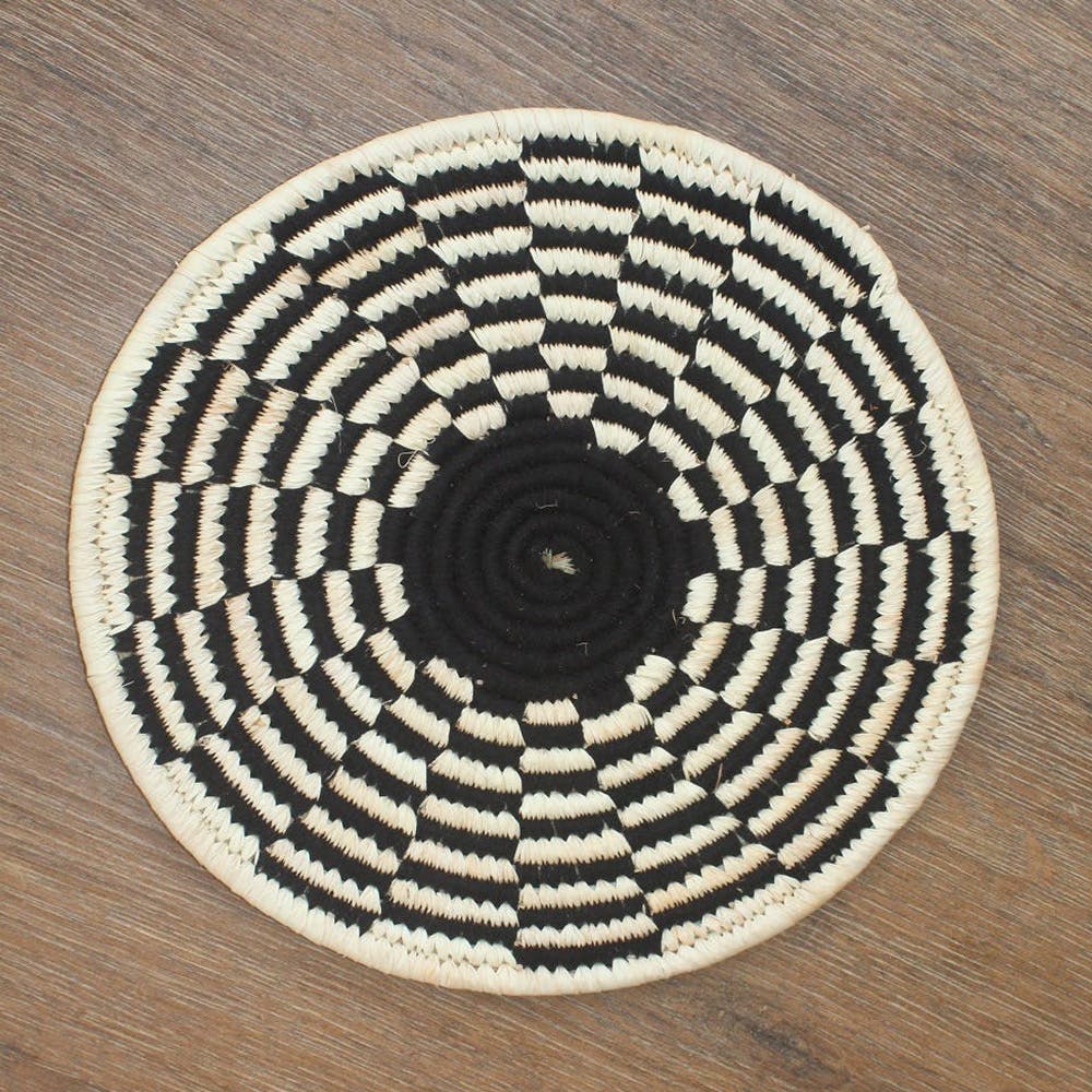 Binary Black Woven Wall Plate - Date Palm