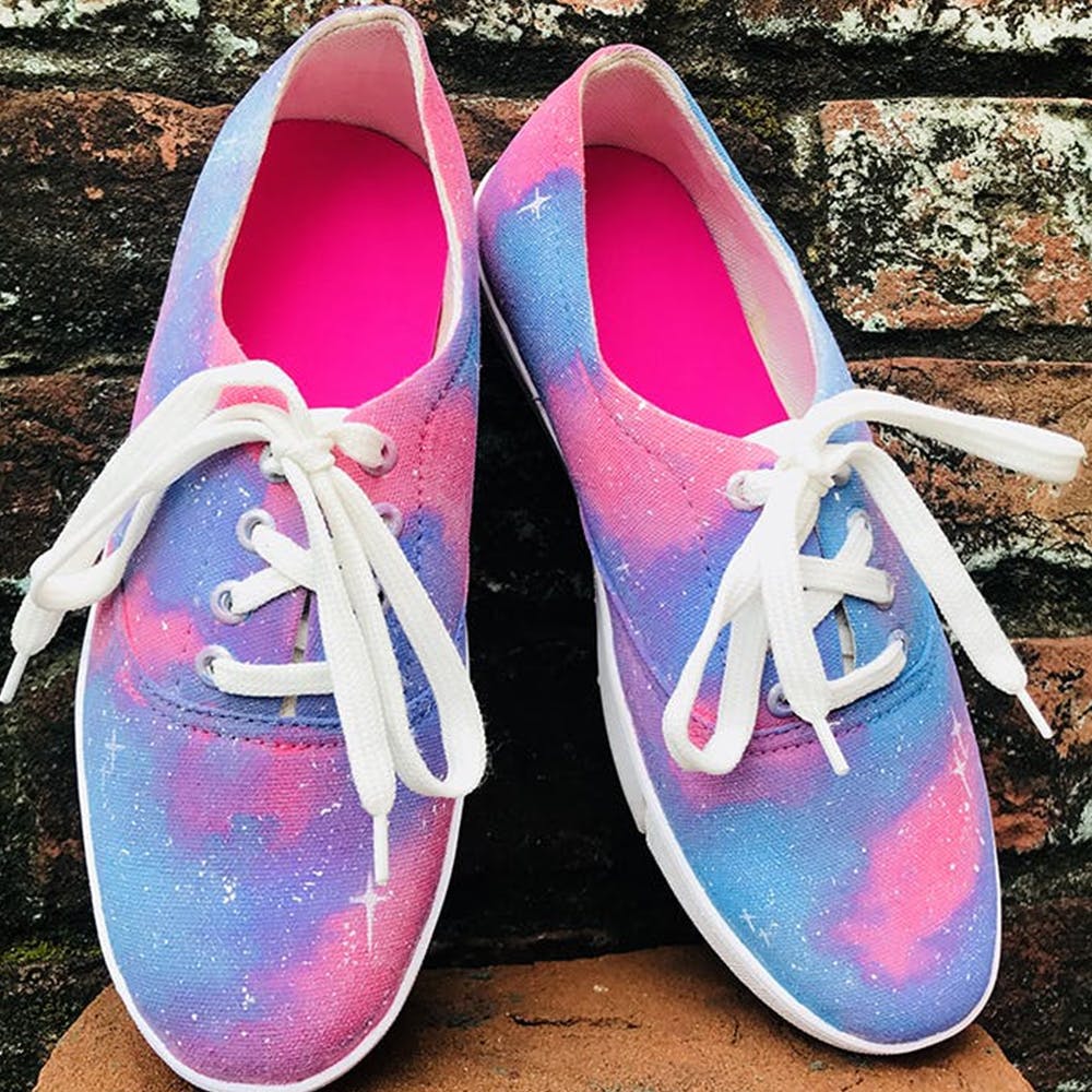Handpainted Pink Galaxy Sneakers