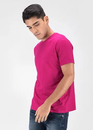 Men Solid Round Neck Slim Fit Basic T-Shirt