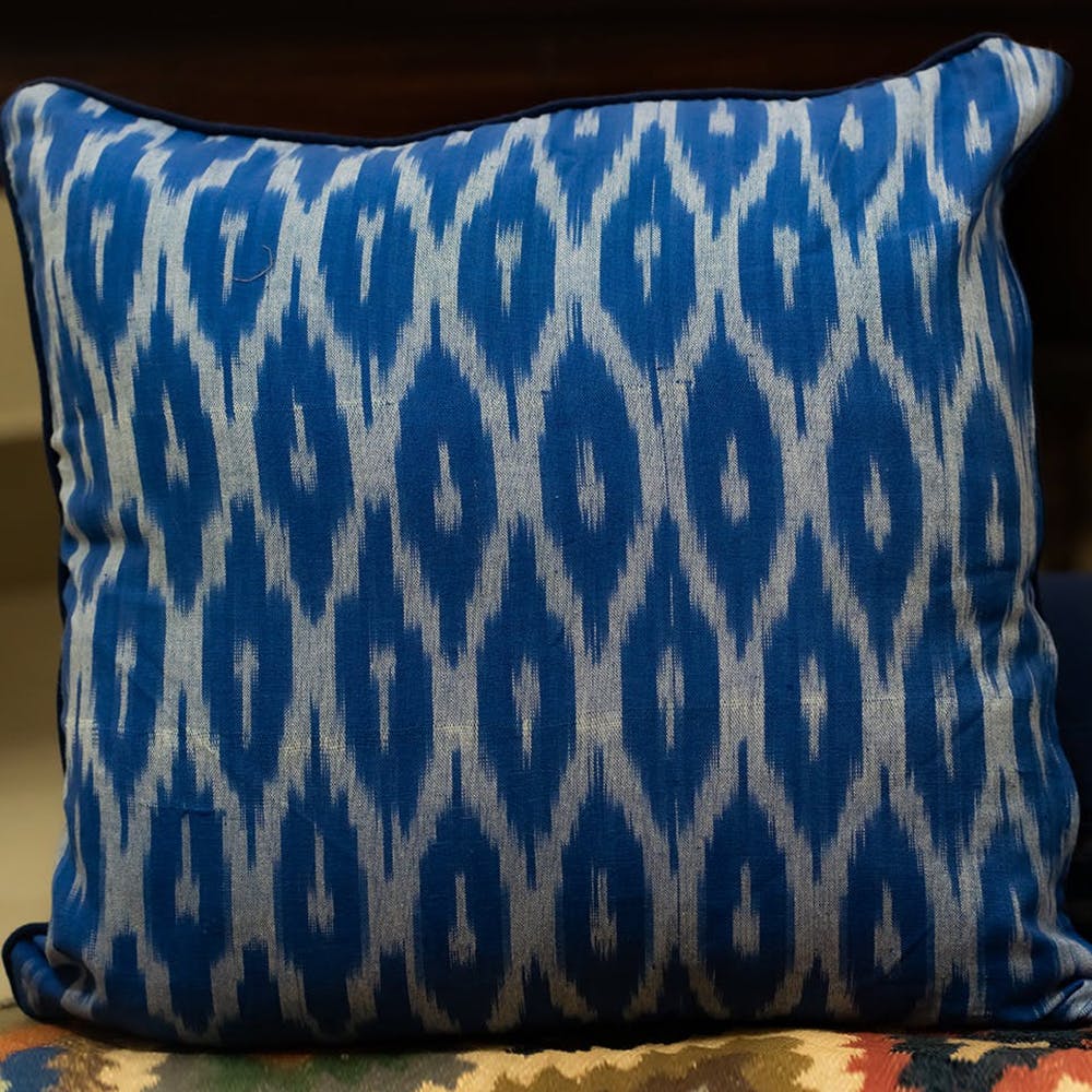 Blue Colored Ikat Cushion Covers - Pack of 2