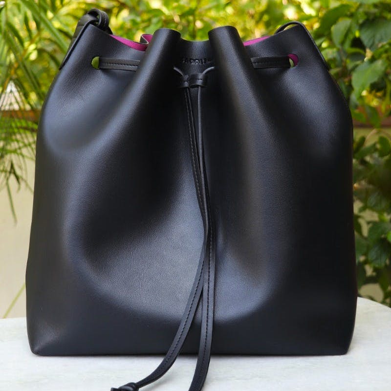 Black Drawstring Bucket Bag