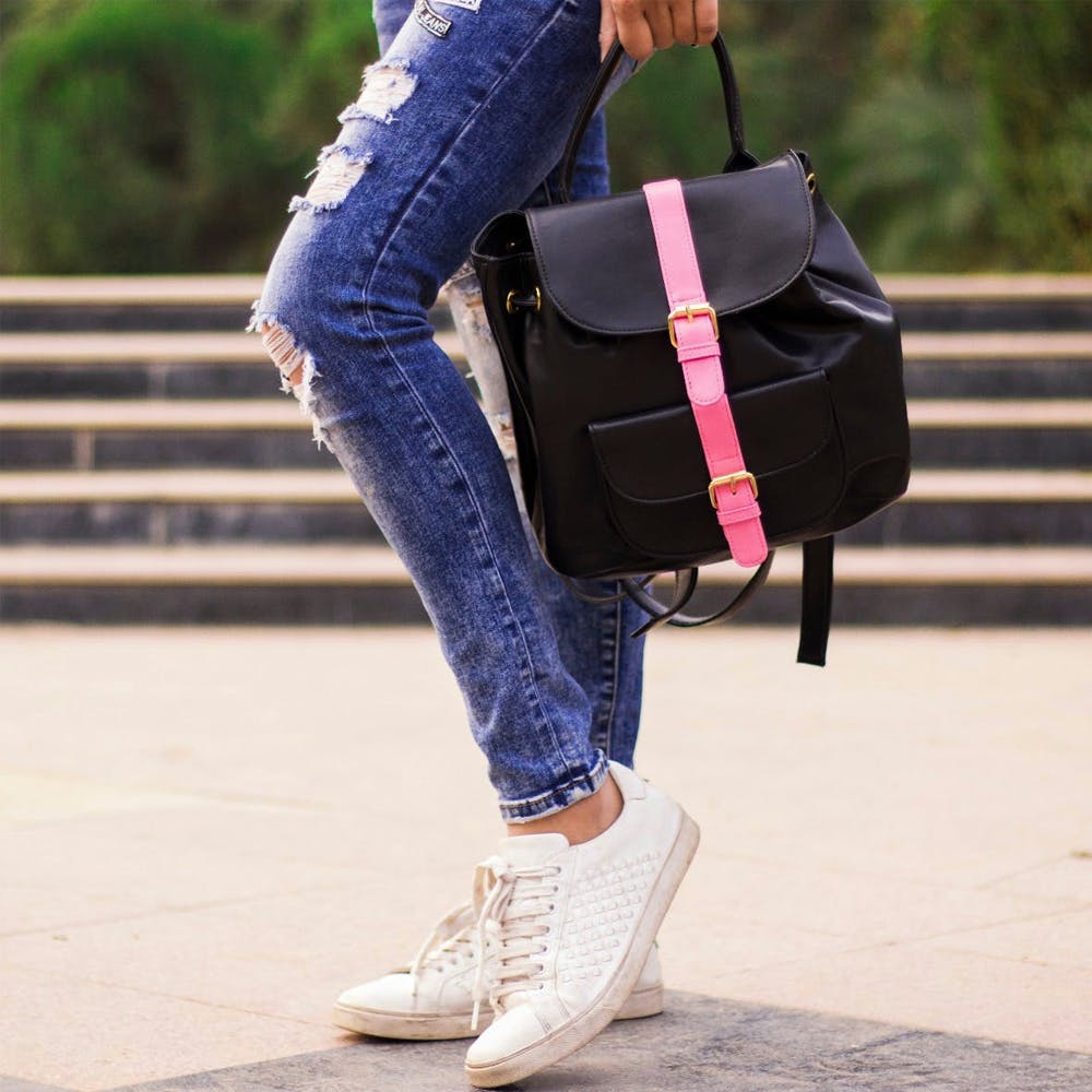 Black & Pink Buckle Backpack