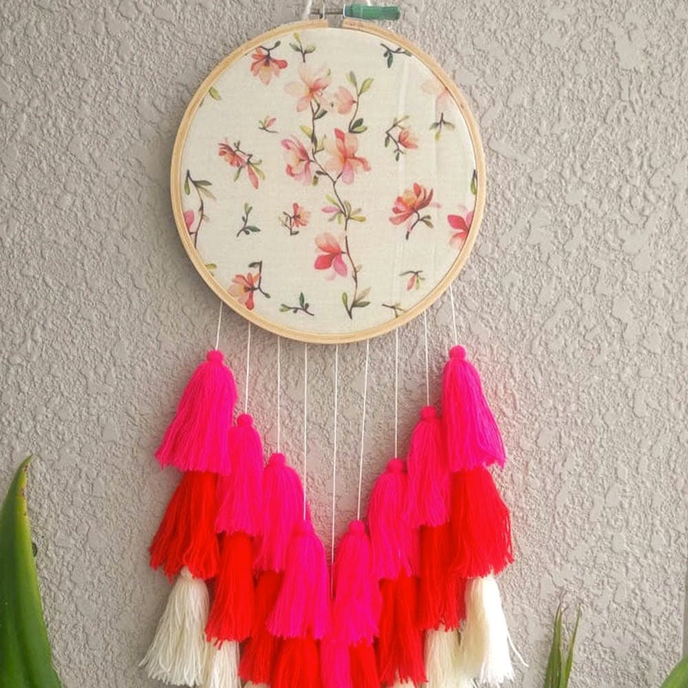 Floral Printed Layered Tassel Detail Dream Catcher