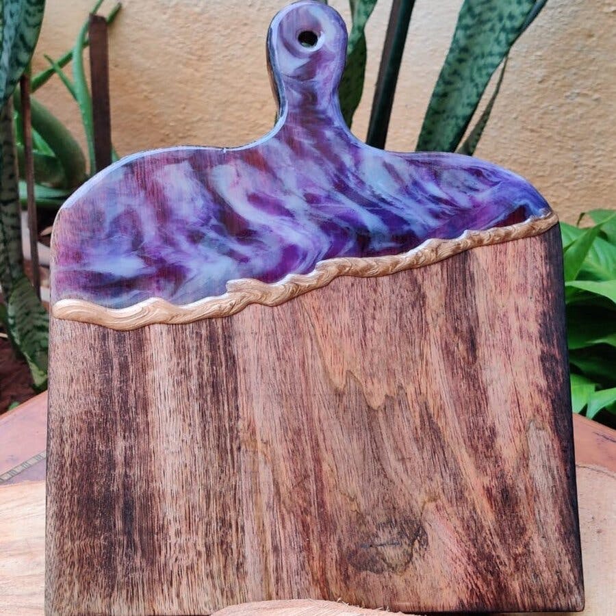 Purple Resin Detail Mango Wood Platter