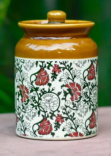 Kalamkaari Ceramic Pickle Jar - 500g
