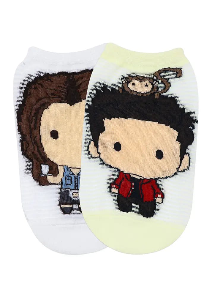 Unisex Pack of 2 Ross & Rachel Character Low Cut Socks