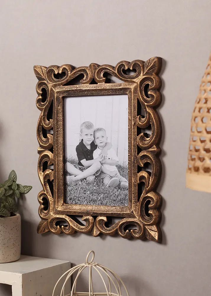 Single Wall Hanging Wooden Carved Photo Frame