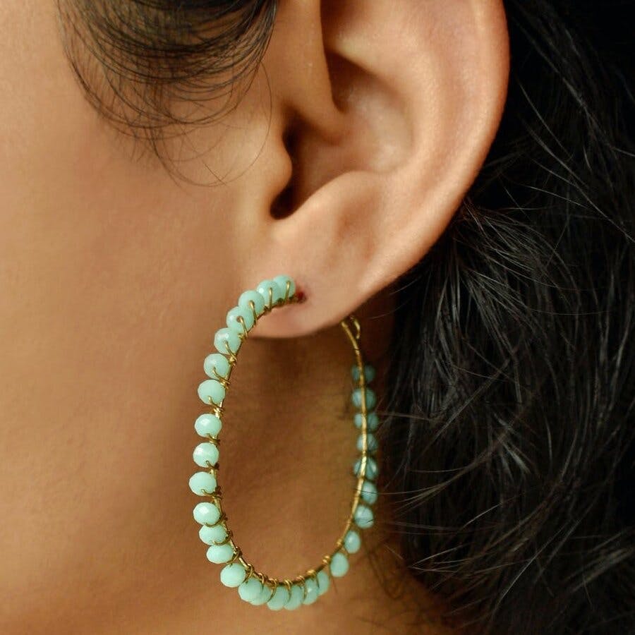 Solid Coloured Beaded Hoops