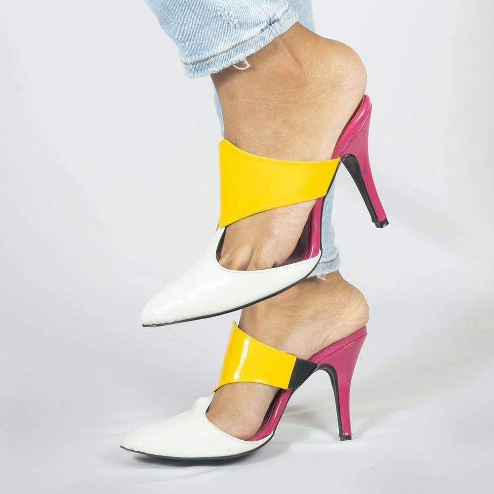 Women Multicolored Cut-Out Heels