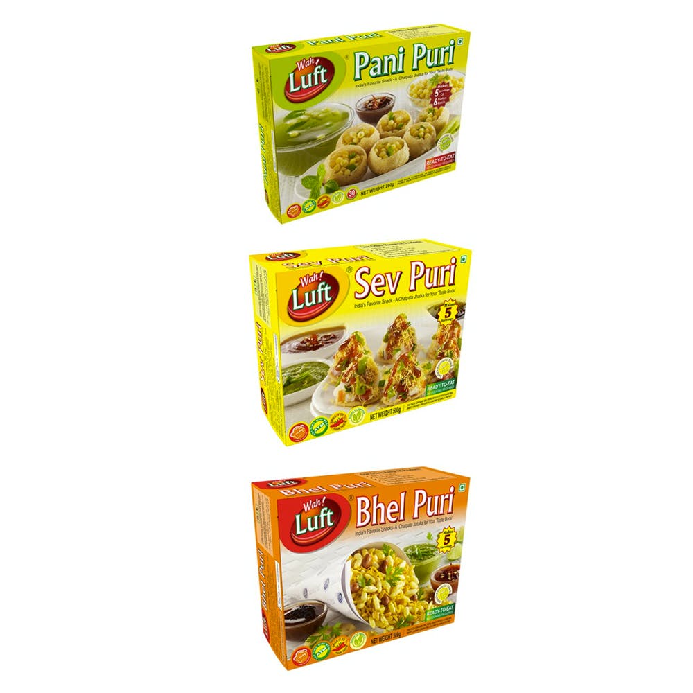 Sev Puri, Bhel Puri & Paani Puri Combo - Pack of 3