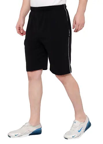 Men Side Pinstripe Detail Black Shorts