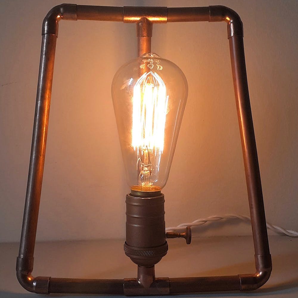 Flame of Cyprus - Copper Desk Lamp- Trapezium
