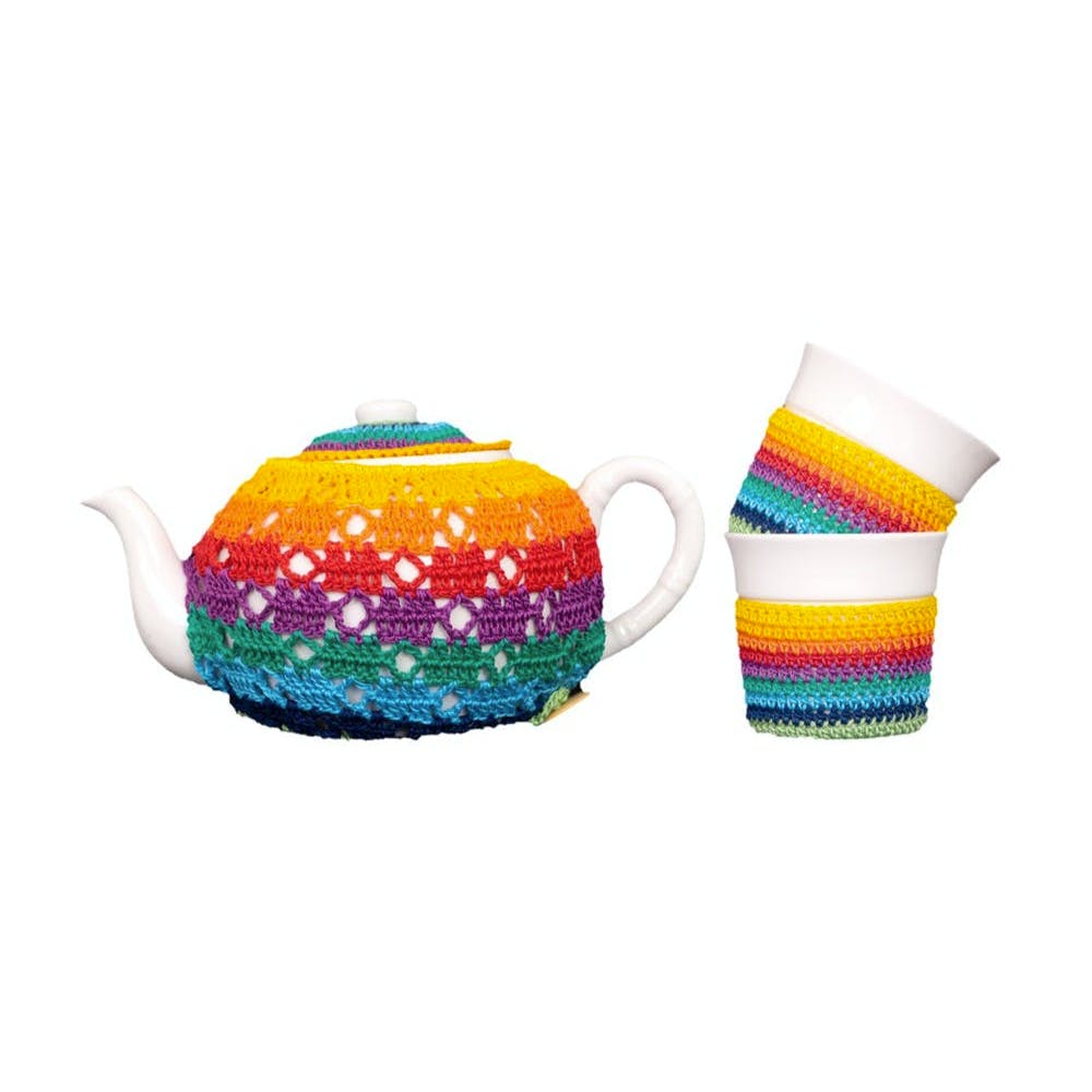 Handmade Multicolour Crochet Tea Cozy Set