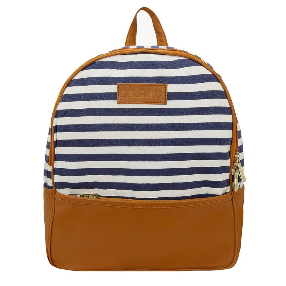 Brown Trim Striped Backpack